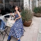 Floral Square Neckline Dress Daisy Blue - One Size