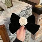 Flower Bow Fabric Hair Clip 01 - Black - One Size