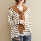 Set: Striped Knit Top + Scarf