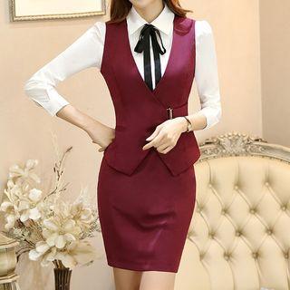 Set: Vest + Mini Pencil Skirt / Dress Pants
