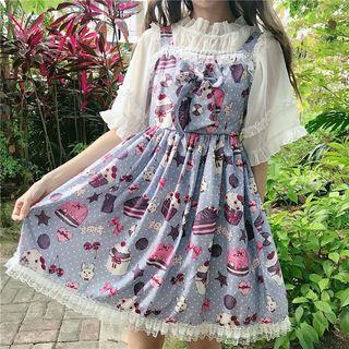 Sleeveless Cake Pattern A-line Dress