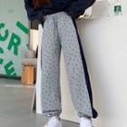 Two-tone Smiley Face Print Sweatpants