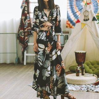Set: Cropped Printed Top + Maxi Skirt
