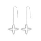 Simple Fashion Four-leafed Clover Tassel Earrings Silver - One Size