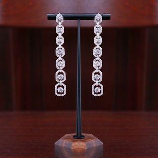 Wedding Rhinestone Dangle Earring 1 Pair - Silver - One Size