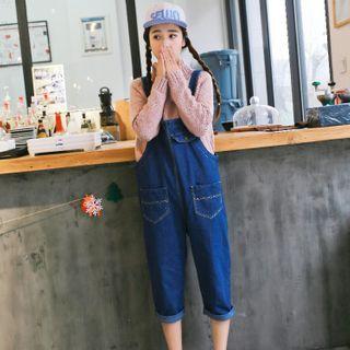 Straight Leg Capri Denim Dungarees