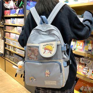Cartoon Print Mesh Pocket Backpack