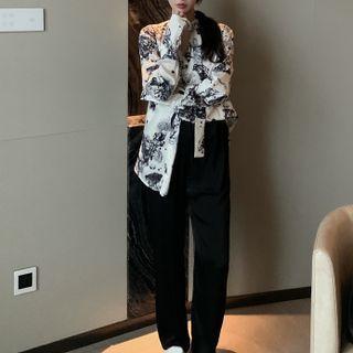Printed Blouse / Straight Leg Pants