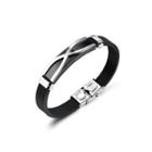 Fashion Creative Plated Black Cross Geometry Rectangular 316l Stainless Steel Silicone Bracelet Black - One Size