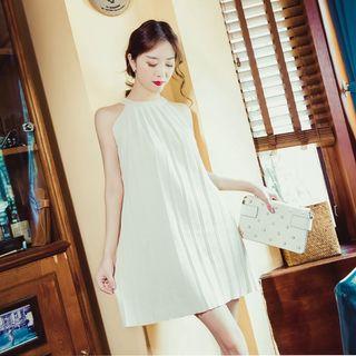 Set: Open Front Cardigan + Halter Knit Dress