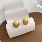 Circle Stud Earring 1 Pair - Silver Needle - Almond & Khaki - One Size