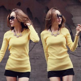 Round-neck Ribbed Knit Top