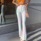 High-waist Pattern Print Straight-fit Pants