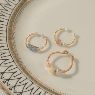 Faux Gemstone Freshwater Pearl Alloy Open Ring (various Designs)