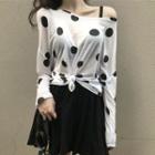 Long-sleeve Dotted T-shirt As Shown In Figure - One Size