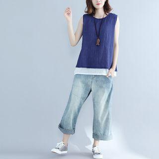 Plain Linen Blend Tank Top
