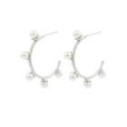 Faux-pearl Hoop Earrings (silver) One Size