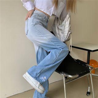 High-waist Embroidered Gradient Jeans