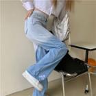 High-waist Embroidered Gradient Jeans