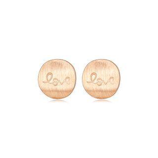 Sterling Silver Plated Rose Gold Simple Romantic Love Geometric Round Stud Earrings Rose Gold - One Size