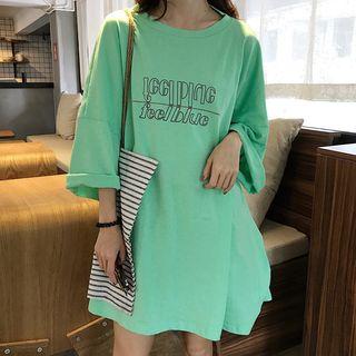 Open Back Lettering Long Sleeve T-shirt