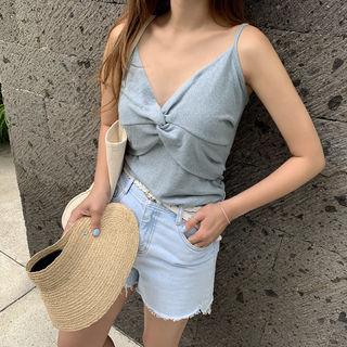 Knotted Linen Blend Camisole Top