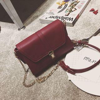 Chain Strap Faux Leather Crossbody Bag