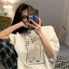 Short-sleeve Animal T-shirt White - One Size