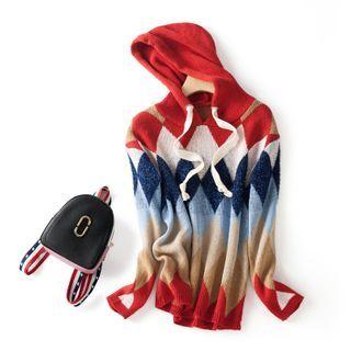 Diamond Hood Sweater Red - One Size