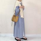 Striped Maxi Shirt Dress Stripes - Blue & White - One Size