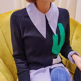 Chelsea-collar Pocket-front Stripe Shirt