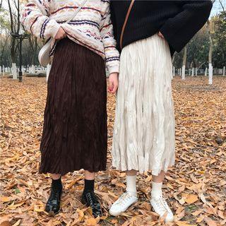 High-waist Ruffled Pleated Skirt