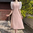 Chiffon-yoke A-line Long Dress