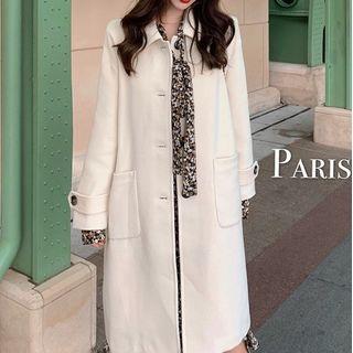 Floral Print Lace-up Chiffon Dress / Single Breast Coat