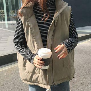 Padded Zip Vest Army Green - One Size
