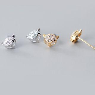 Rhinestone Fox Head Earrings
