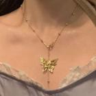 Butterfly Necklace 0910a - Gold - One Size