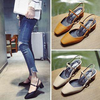 Square Toe Block Heel Gladiator Sandals