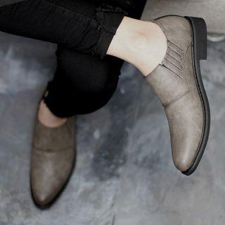 Faux Leather Pointed Laceless Oxfords