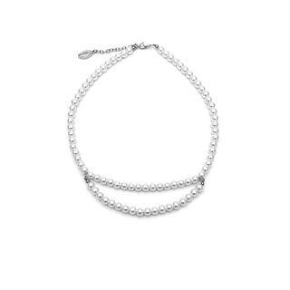 Faux Pearl Layered Necklace White Faux Pearl - Silver - One Size