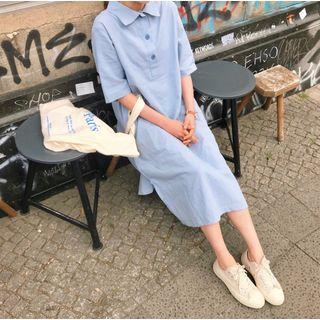 Midi Shirt Dress Blue - One Size