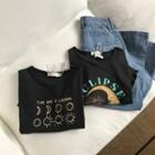 Short Sleeve Moon Print T-shirt