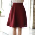 Band-waist Flared A-line Midi Skirt