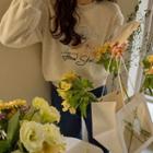 Faux-pearl Trim Flower Sweatshirt