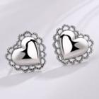 Alloy Heart Earring 1 Pair - With Earring Back - Silver - One Size