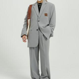 Single-breasted Blazer / Straight Leg Dress Pants