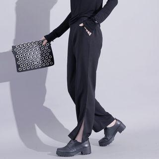 Slit-side Straight-fit Dress Pants