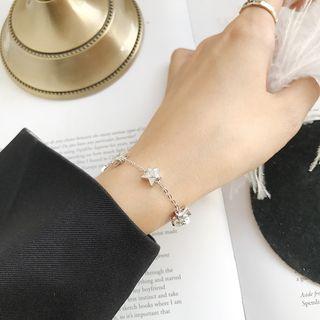 925 Sterling Silver Star Bracelet S075 - Silver - One Size