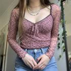 Lace Trim Floral Print T-shirt
