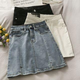 Slited Denim Mini Skirt